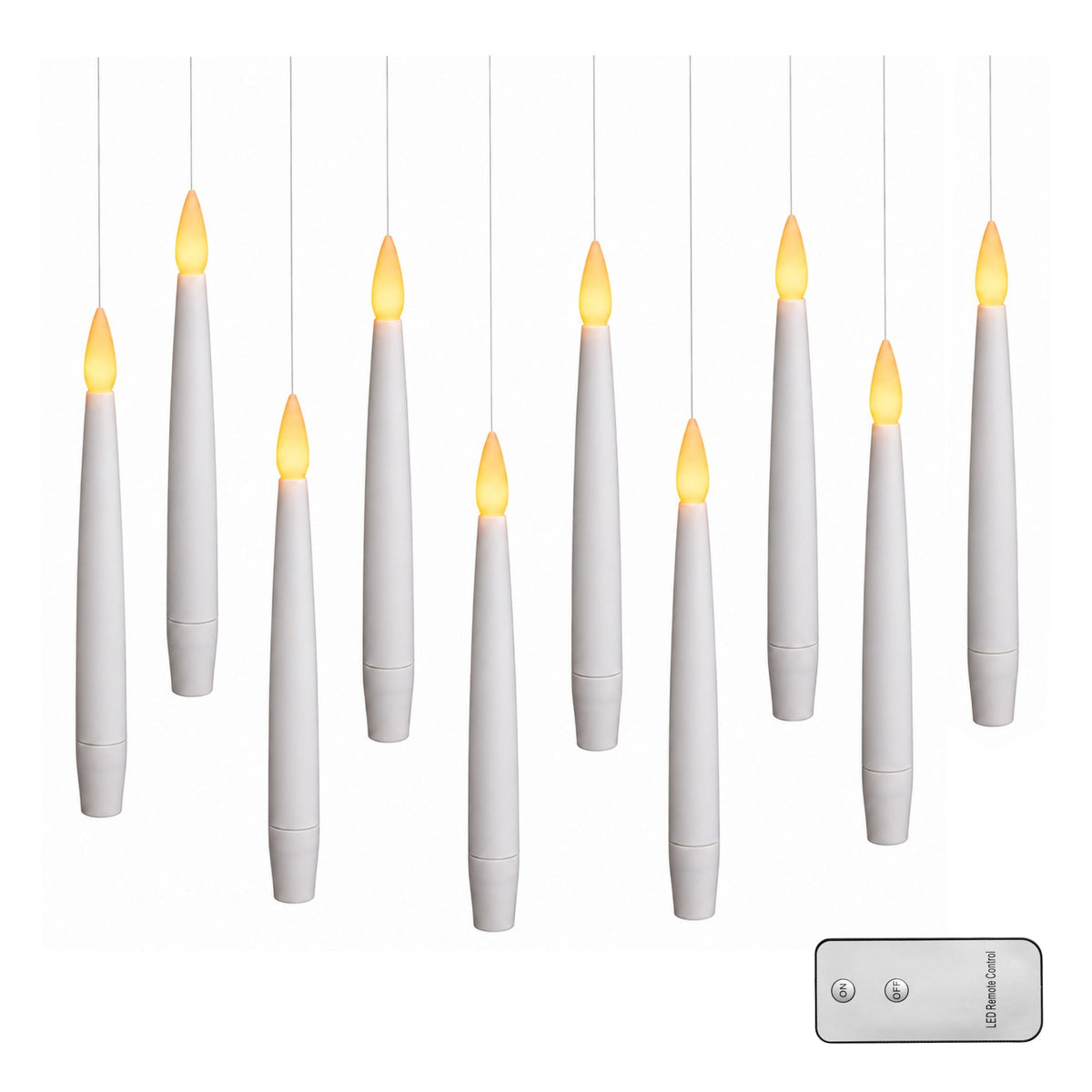Set of 10 Floating LED Christmas Candles with Remote Control