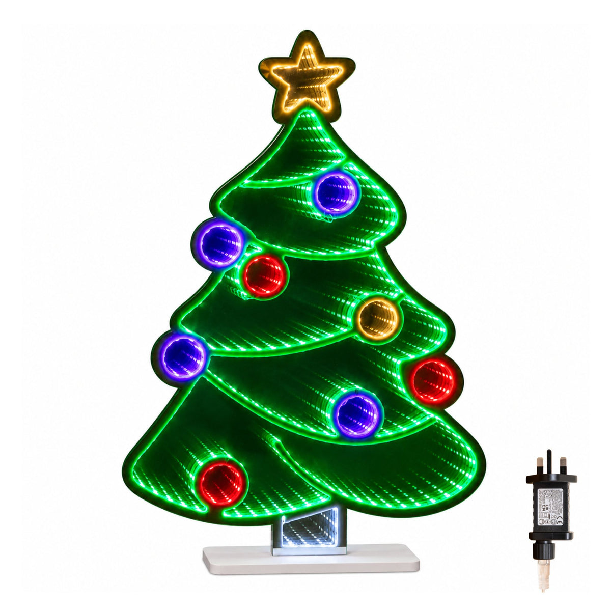60cm Christmas Tree Infinity Light Mirror with Multi-Coloured LEDs