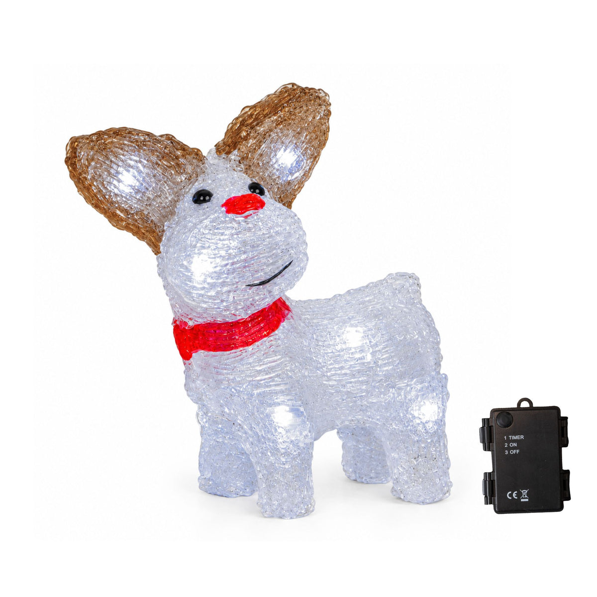 15cm Acrylic Light Up Christmas Reindeer with Red Scarf & Cool White LEDs