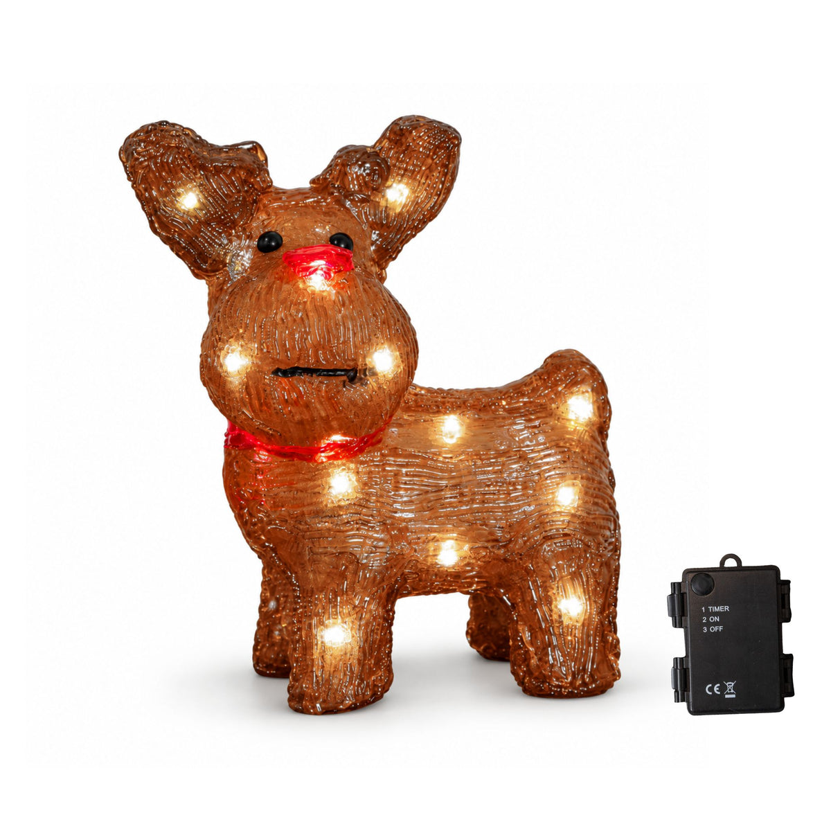 20cm Acrylic Rudolph Reindeer Christmas Decoration with Cool White LEDs