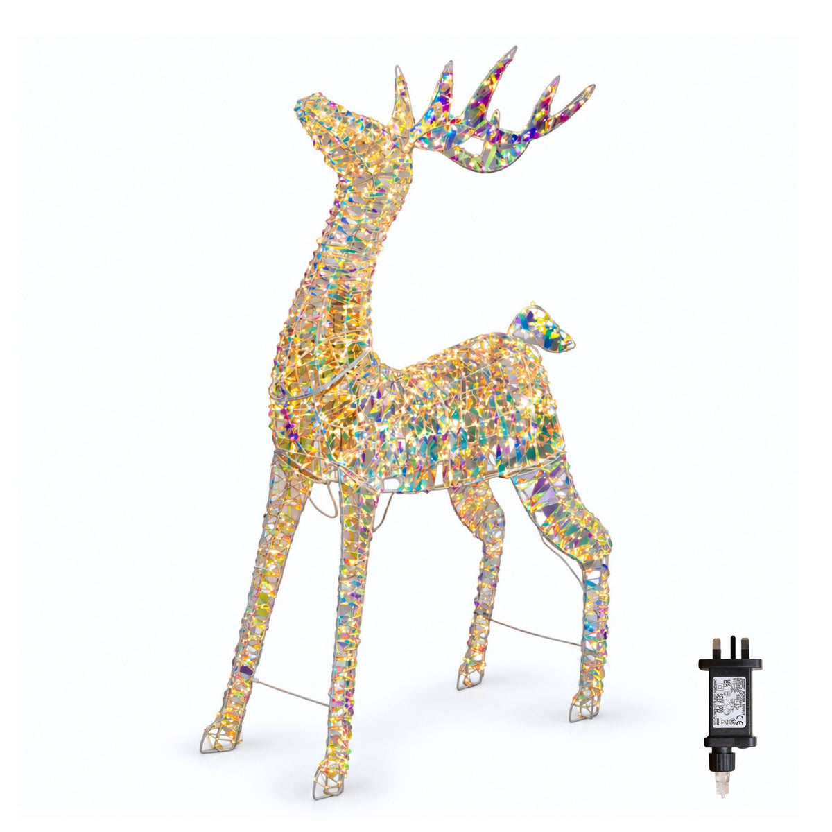 1.2m Light up Iridescent Christmas Reindeer with Warm White LEDs