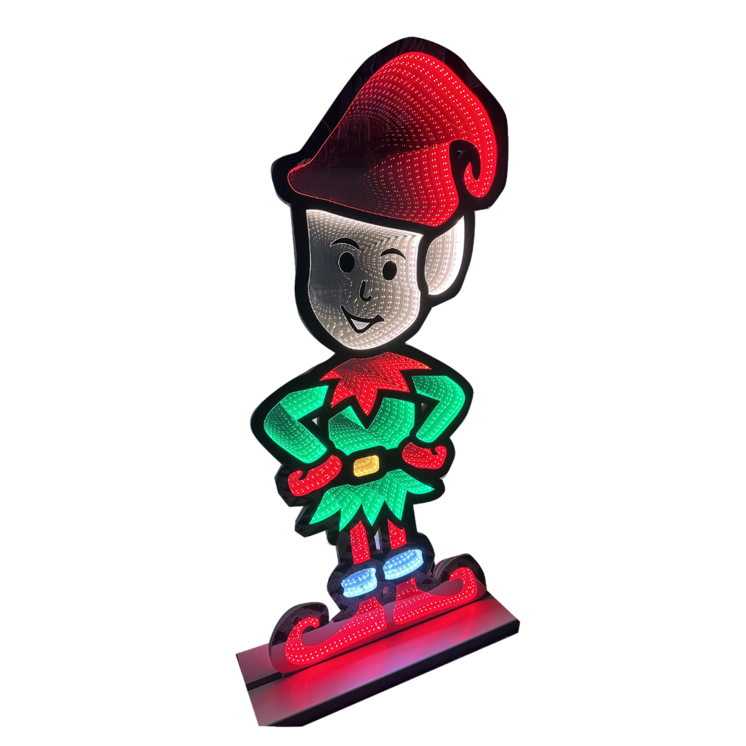 6ft (1.8m) Tall Light up Christmas Elf Infinity Decoration with Multi-Coloured LEDs