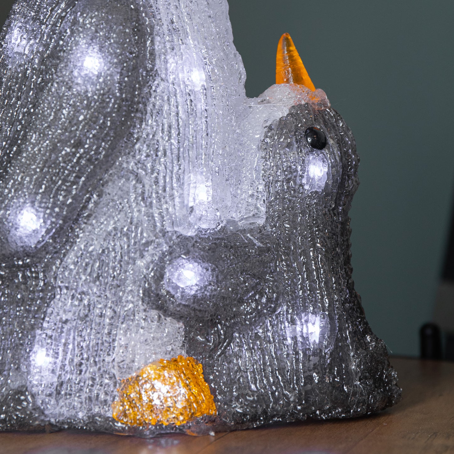 28cm Light up Acrylic Mother and Chick Penguin Christmas Decoration with 30 White LEDs