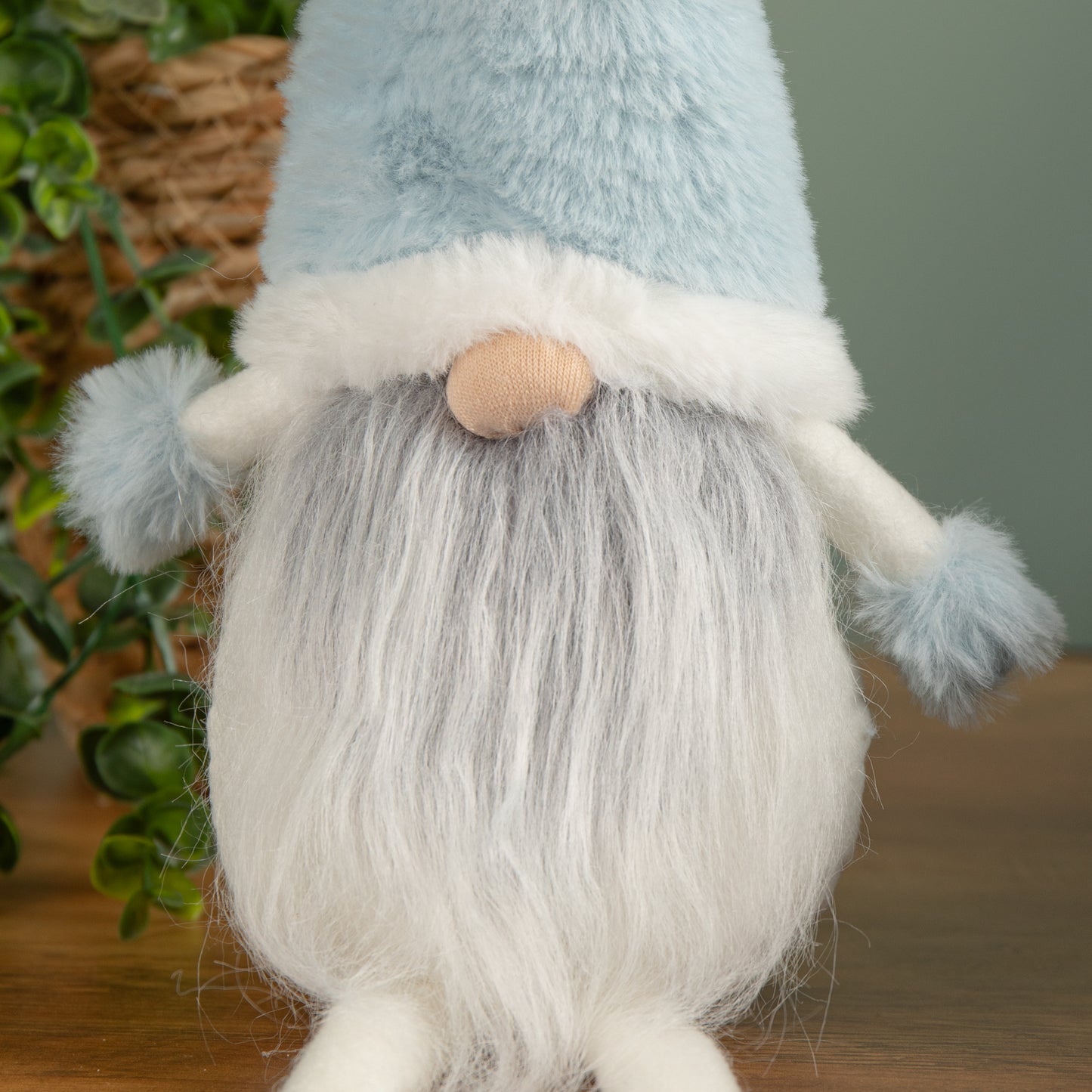 48cm Pastel Blue Plush Sitting Christmas Gonk with Dangly Legs Decoration