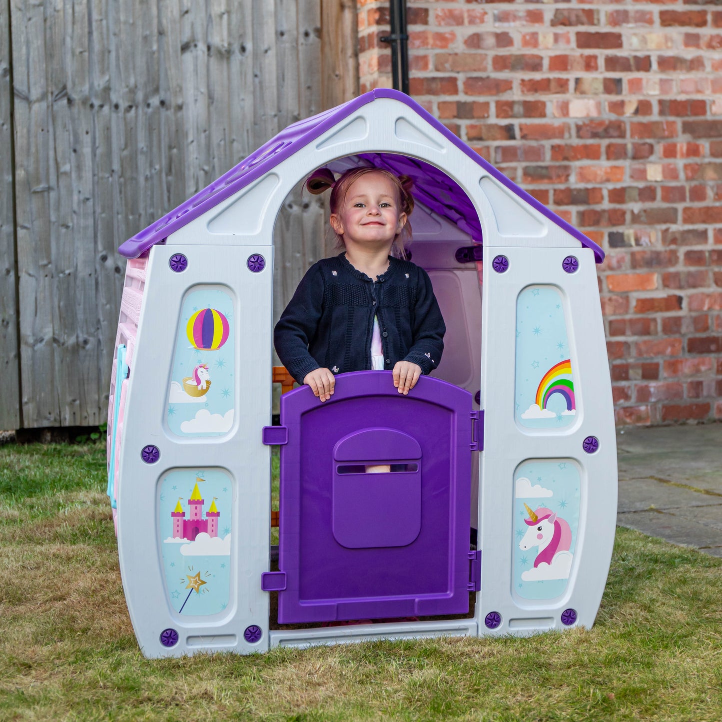 1.09m Purple Kids Indoor Outdoor Plastic Wendy House Unicorn Magical Playhouse