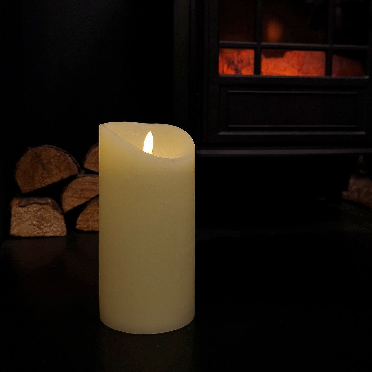 18cm Premier Christmas Cream Flickerbright Candle with Timer