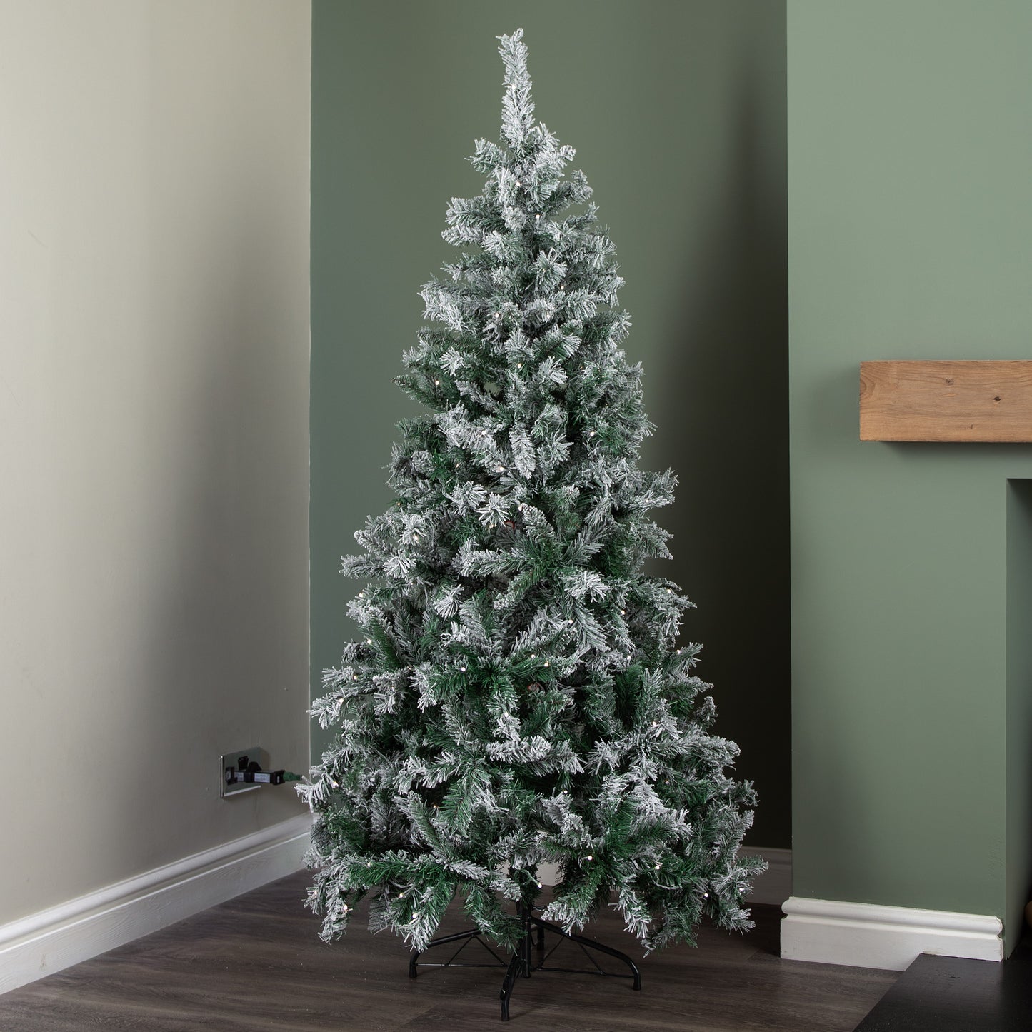 6ft (1.80m) Light up Prelit Snow Flocked Arbor Spruce Christmas Tree with 150 Colour Changing LEDs