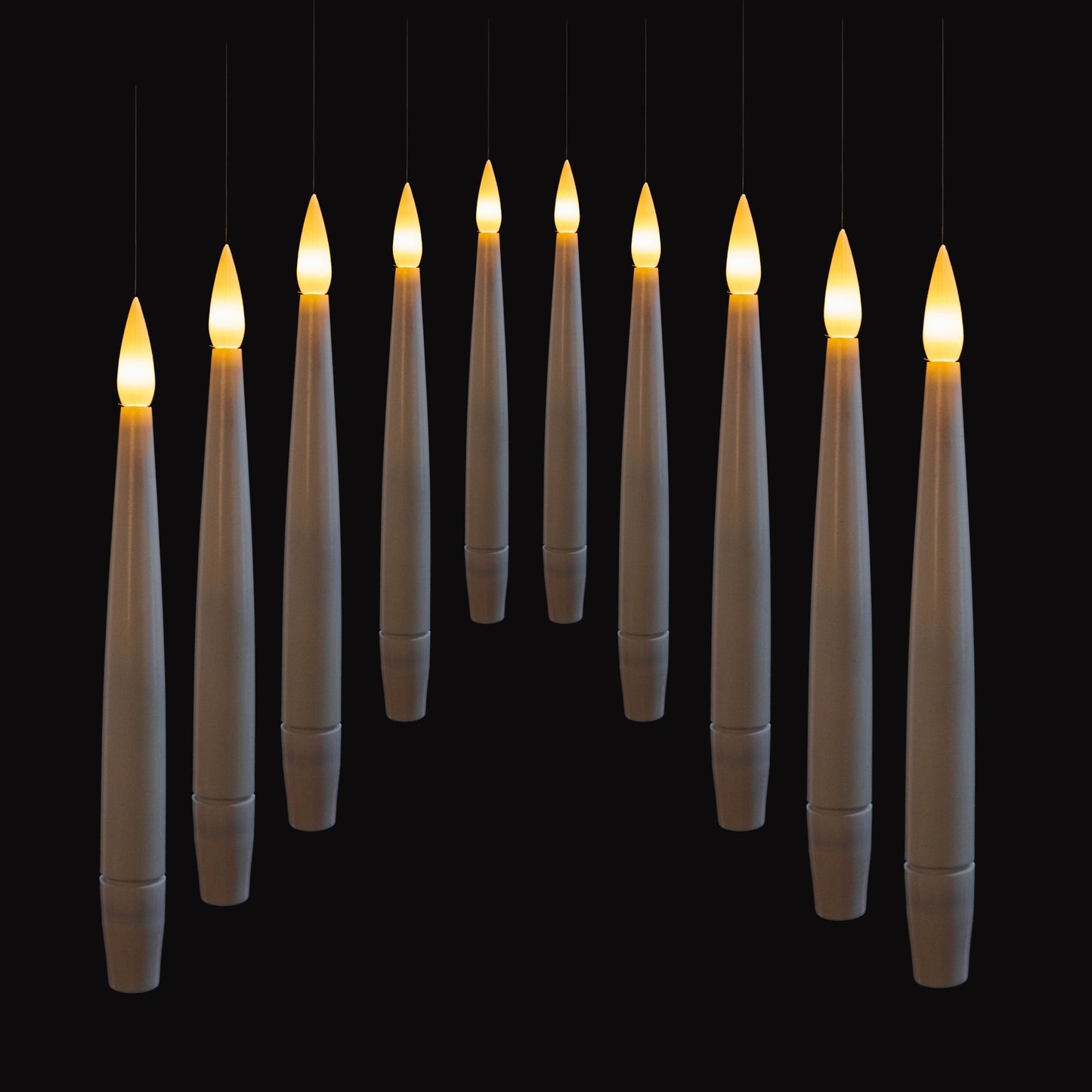 Set of 10 15cm Floating White LED Battery Candles in Warm White with Remote Control