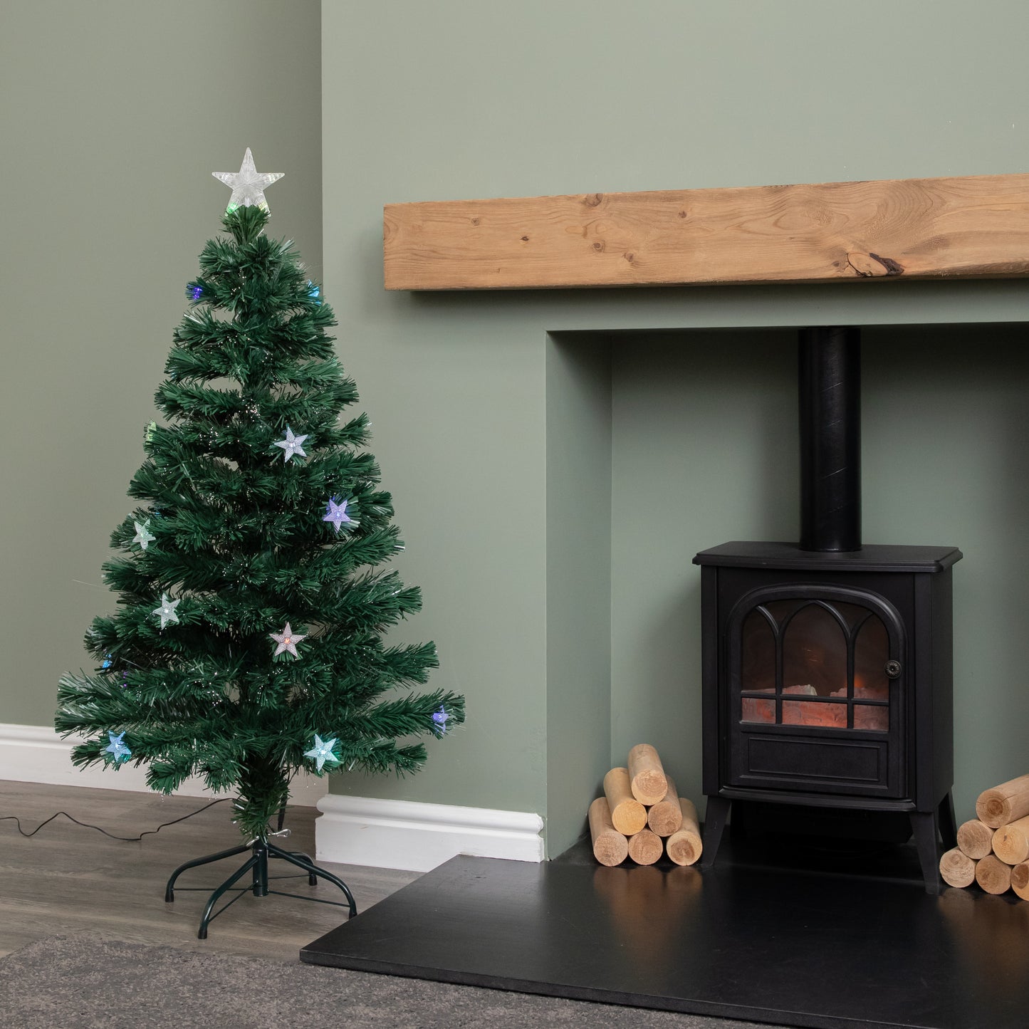 4ft (1.2m) Fibre Optic Cosmos Christmas Tree with 22 Colour Changing LEDs
