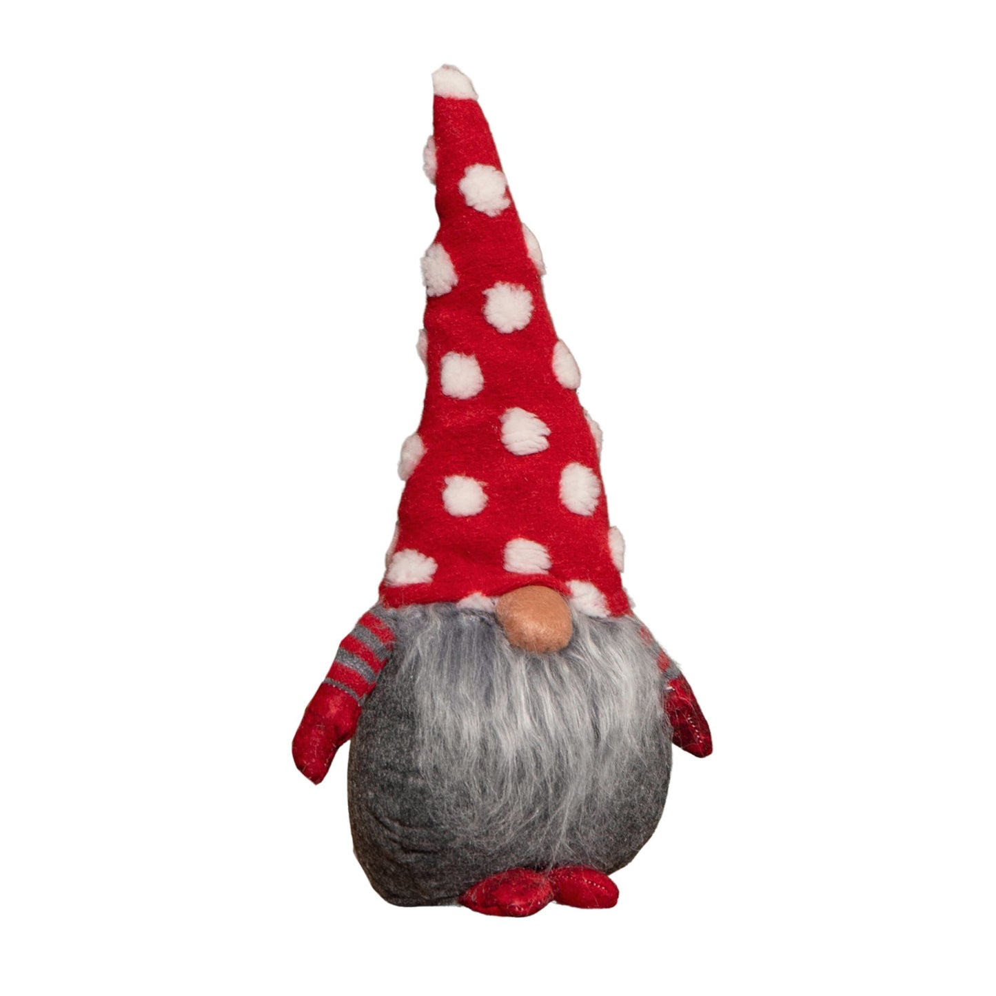 32cm Festive Christmas Red & Grey Bearded Gonk with White Polka Dot Hat