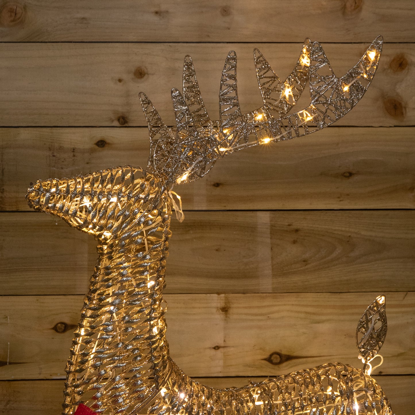 95cm Light up Gold Glitter Twist Christmas Reindeer with 94 Warm White LEDs
