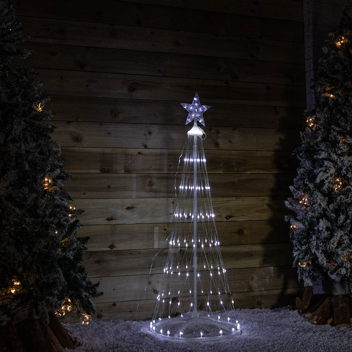 1.35m Light up Christmas Cone Tree with 160 White LEDs and Timer Function