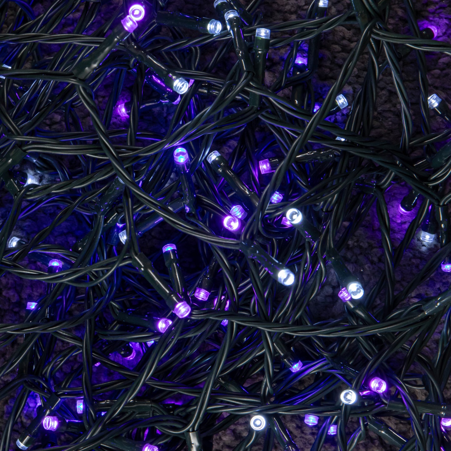 57.5m 720 LED SupaBrights Christmas String Lights with Timer in Blue, Purple & White