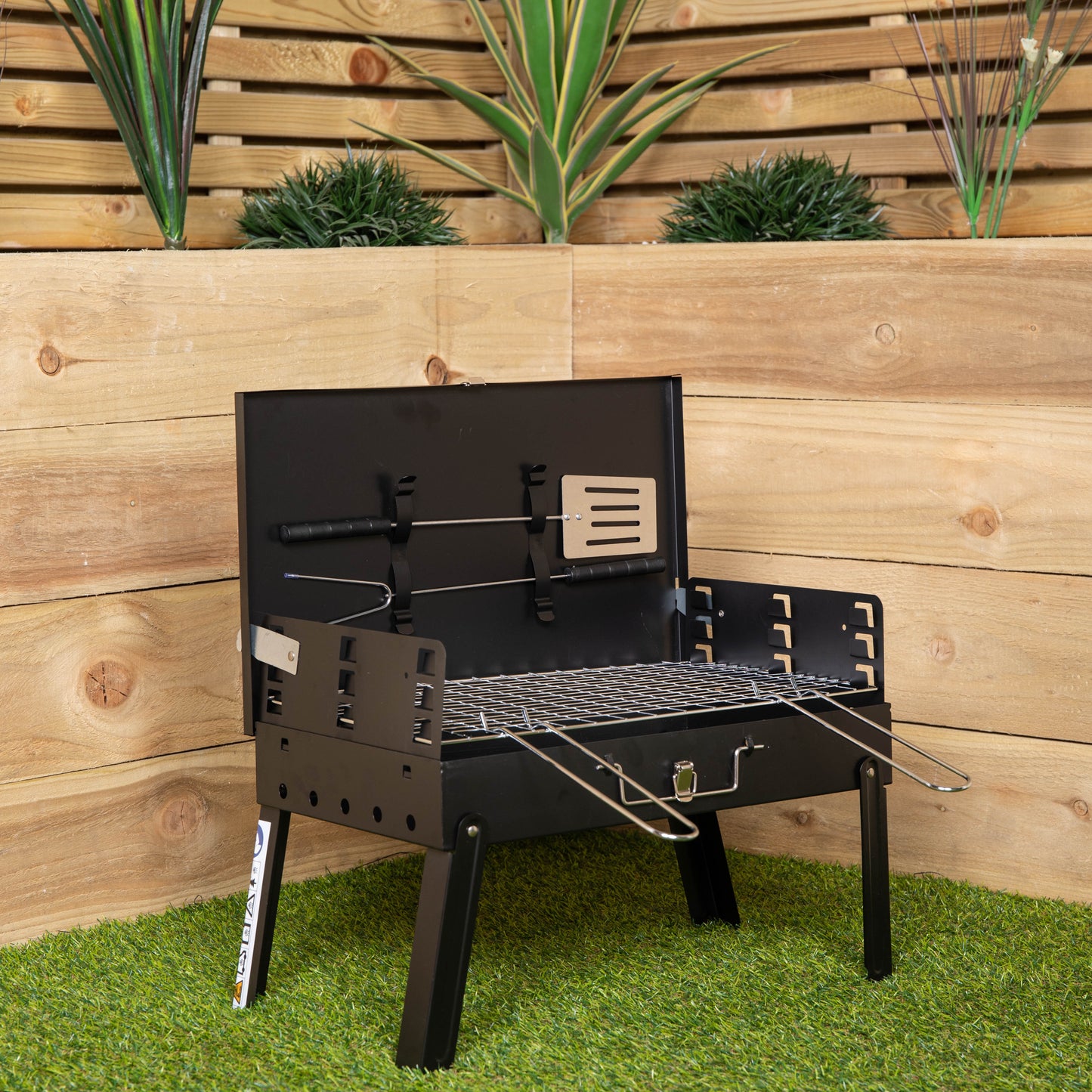 43cm x 26cm Folding Portable Camping Beach Barbecue BBQ with Wind Shield & Tools