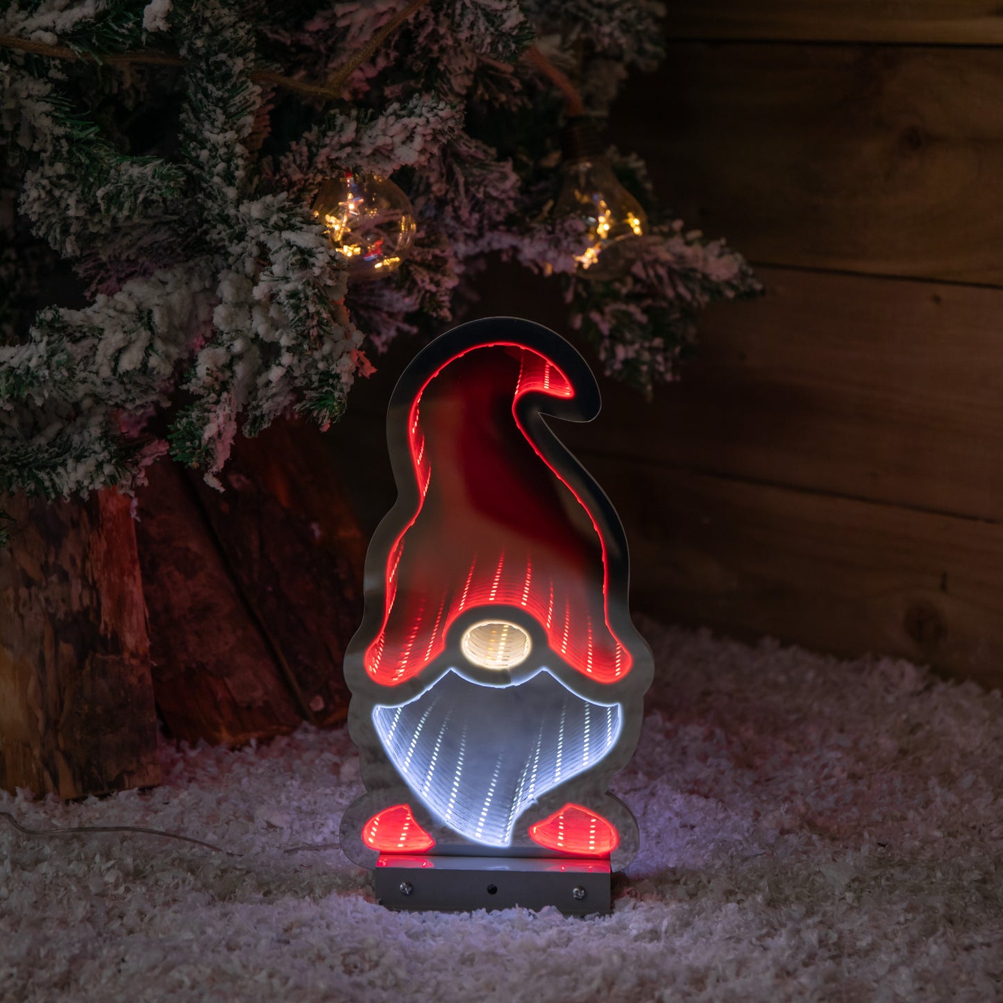 Factory Seconds: 30cm Infinity Light up Christmas Gonk Decoration with Red & White LEDs on Metal Base