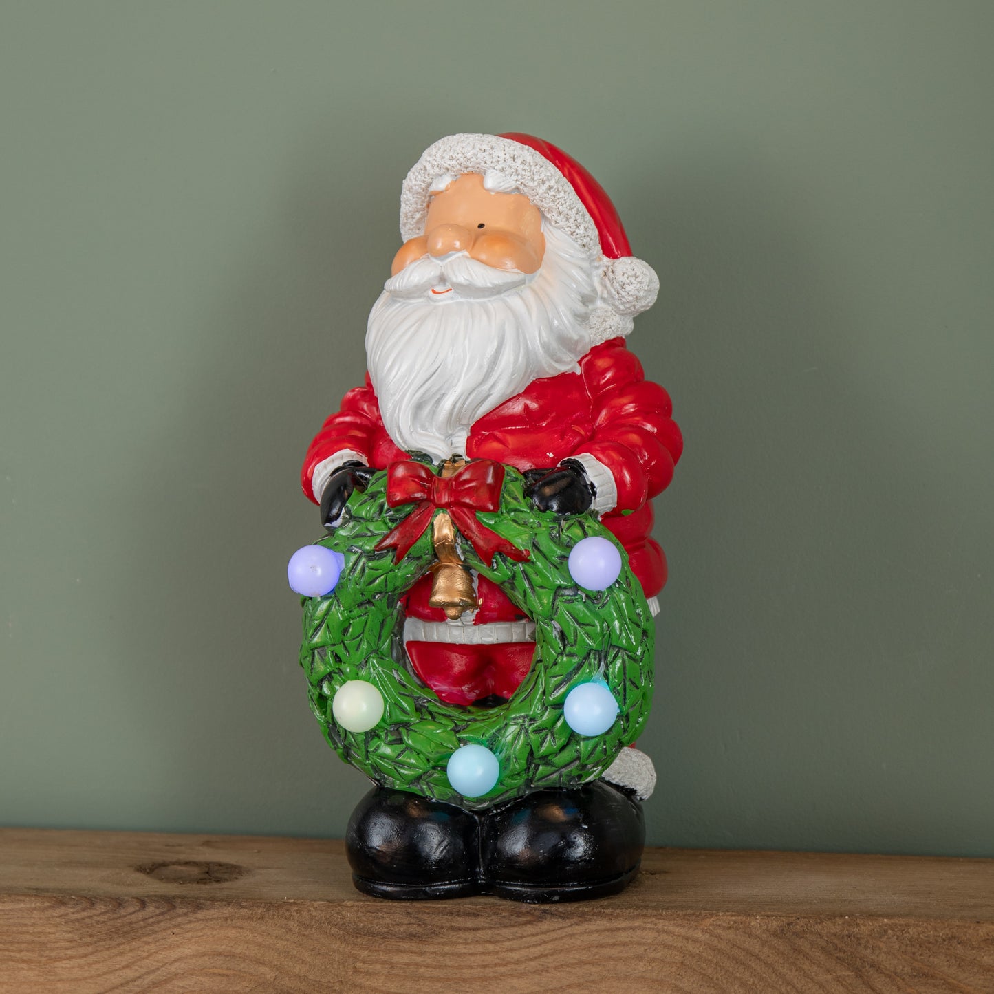 25cm Battery Powered Light up Santa Christmas Hand Painted Decoration with LEDs