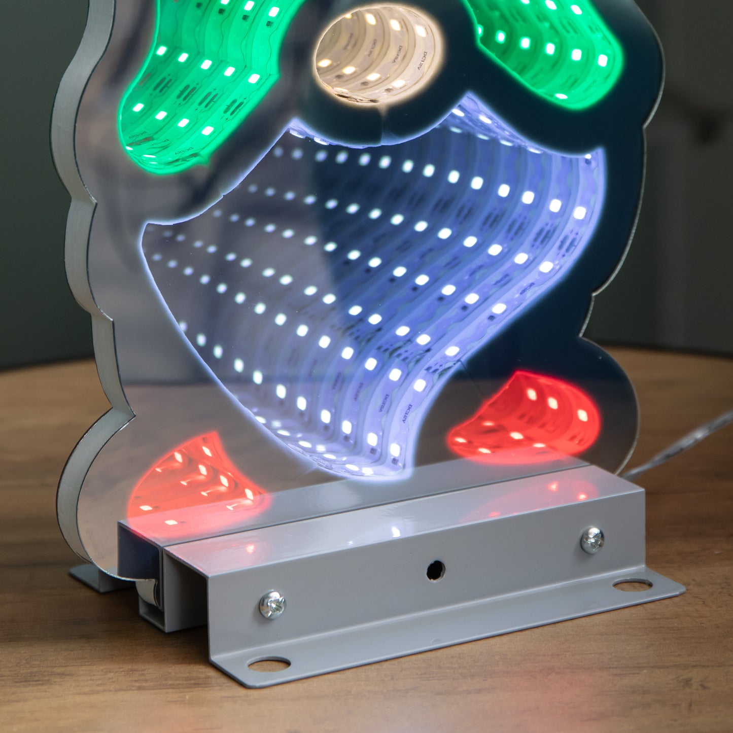 Factory Seconds: 30cm Infinity Light up Christmas Gonk Decoration with Green & White LEDs on Metal Base