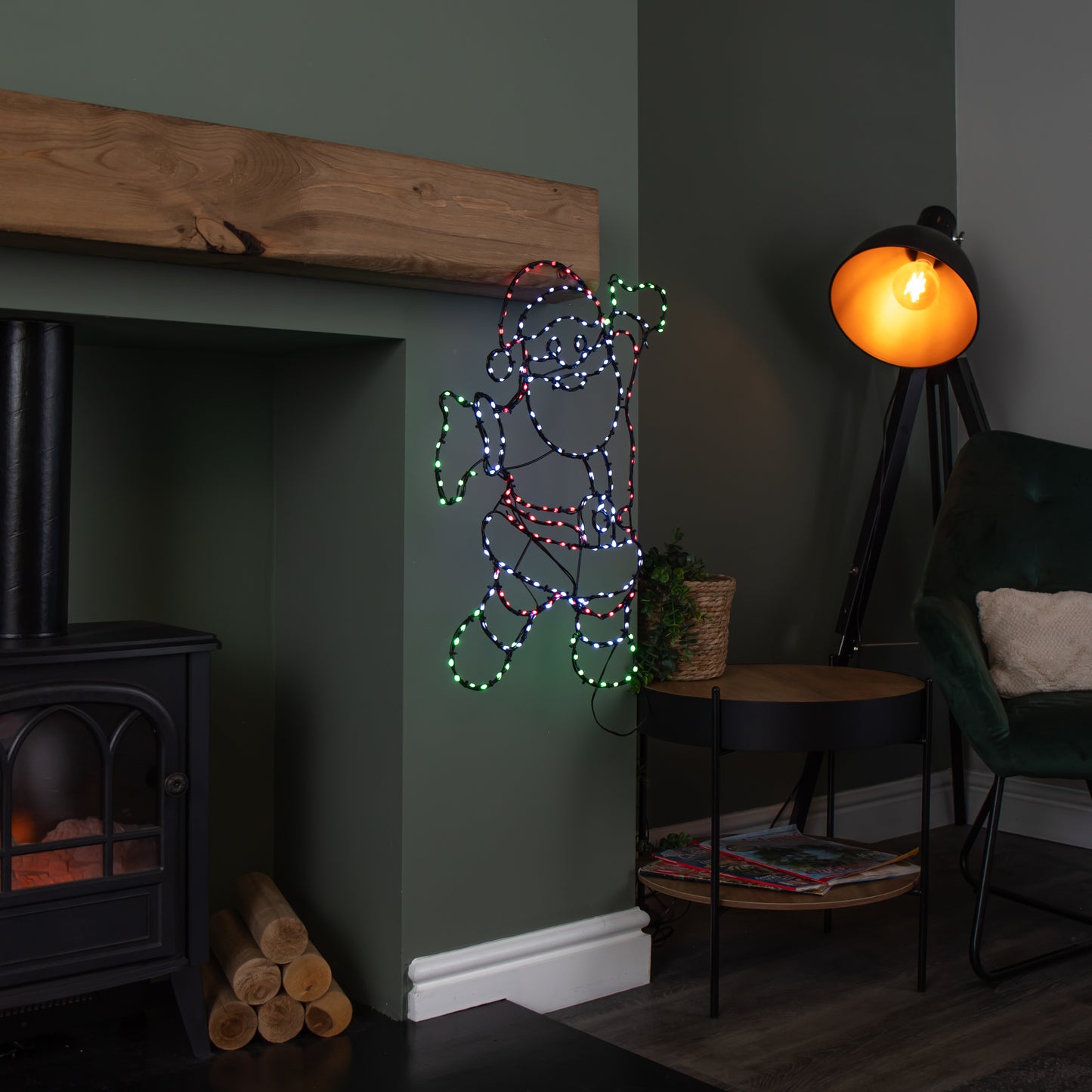 60cm x 45cm Light up FlexiBrights Santa with 247 Multi-Coloured LEDs