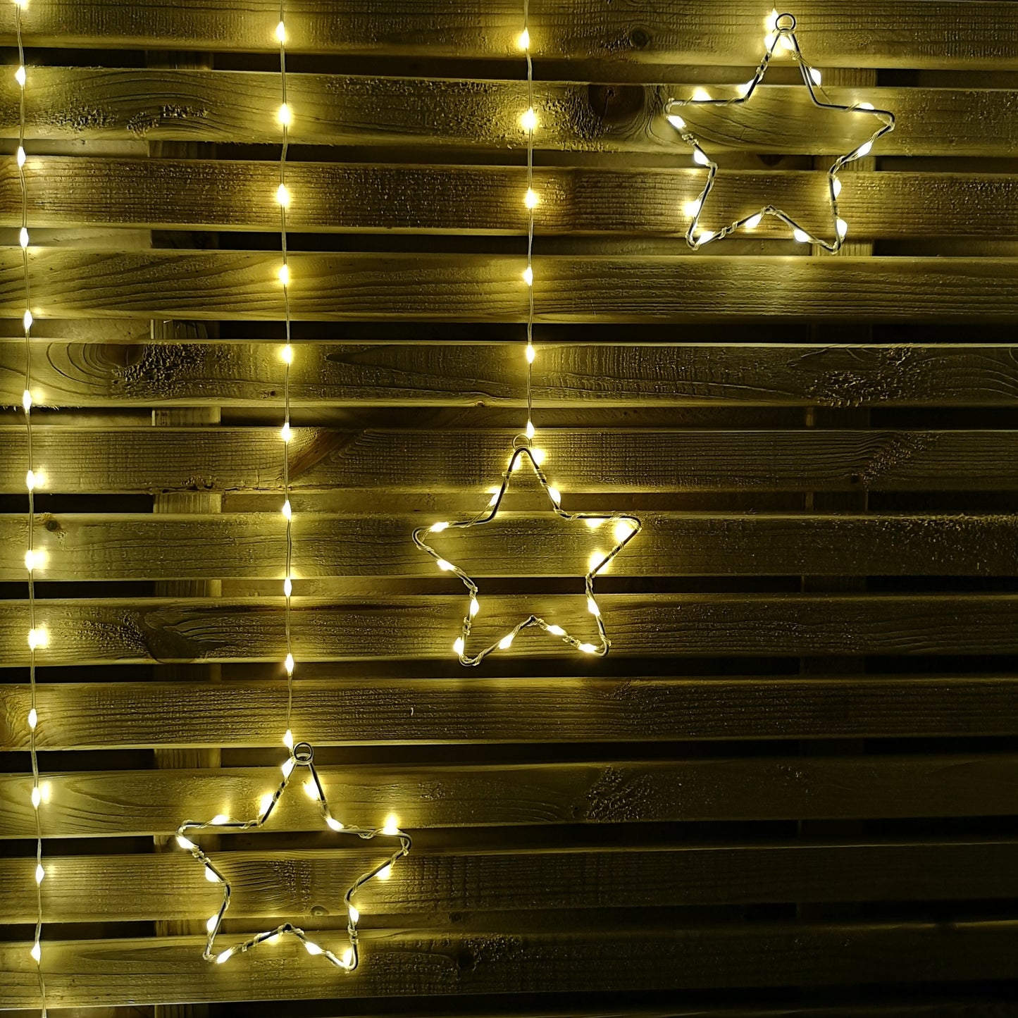 1.2m Warm White LED Star Curtain Lights Christmas Decorations