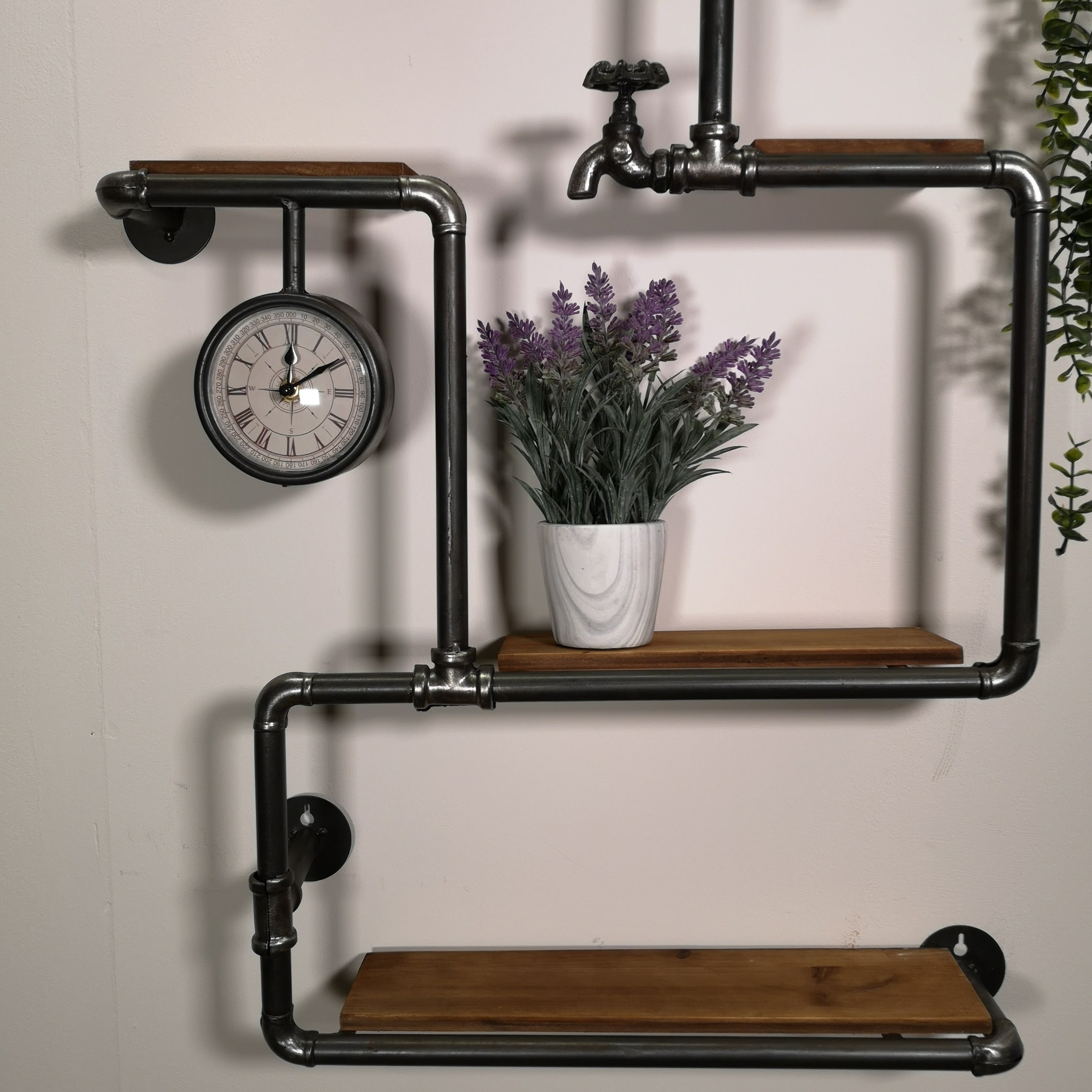 85cm Industrial Style Pipe Shelves Tiered Shelving Unit