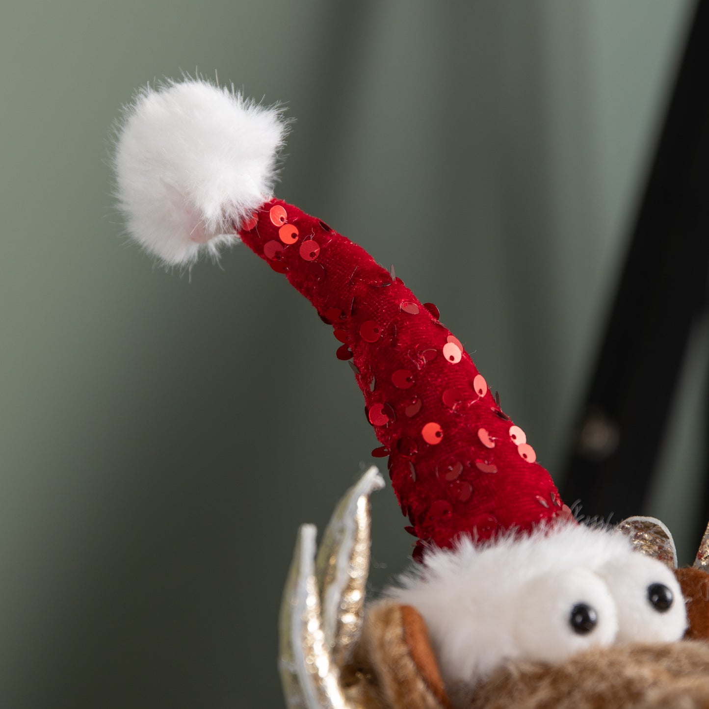 35cm Sitting Plush Golden Prancer Christmas Reindeer Decoration