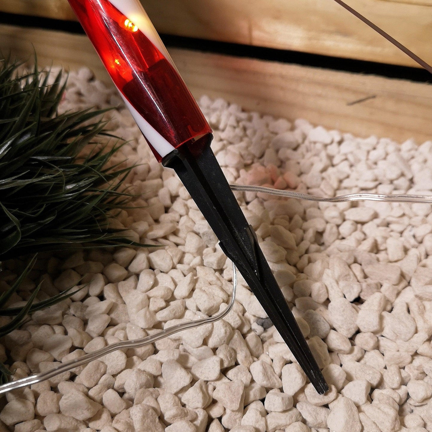 Set of 4 Large Light up Red & White Stripe Christmas Candy Cane Garden Stakes with LEDs