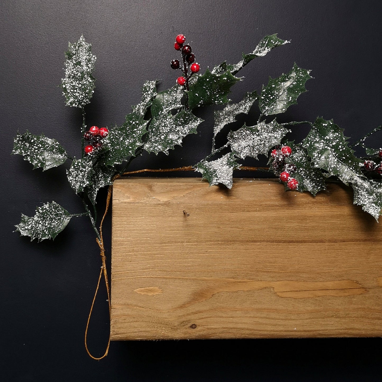 1.8m Frosted Green Holly Leaf & Berry Glitter Garland Christmas Decoration