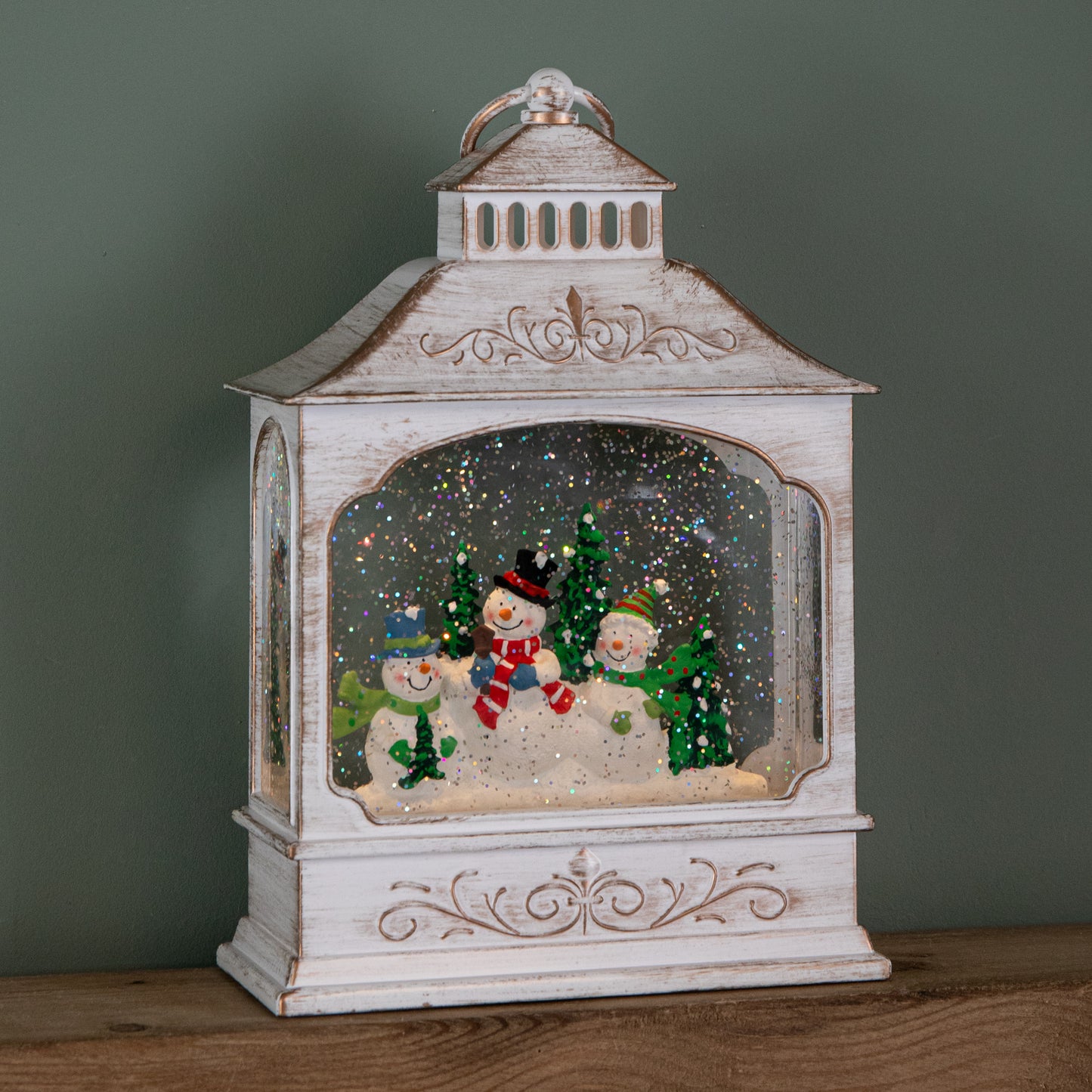 28cm Battery Operated LED Christmas Snowman Wonderland Lantern Decoration