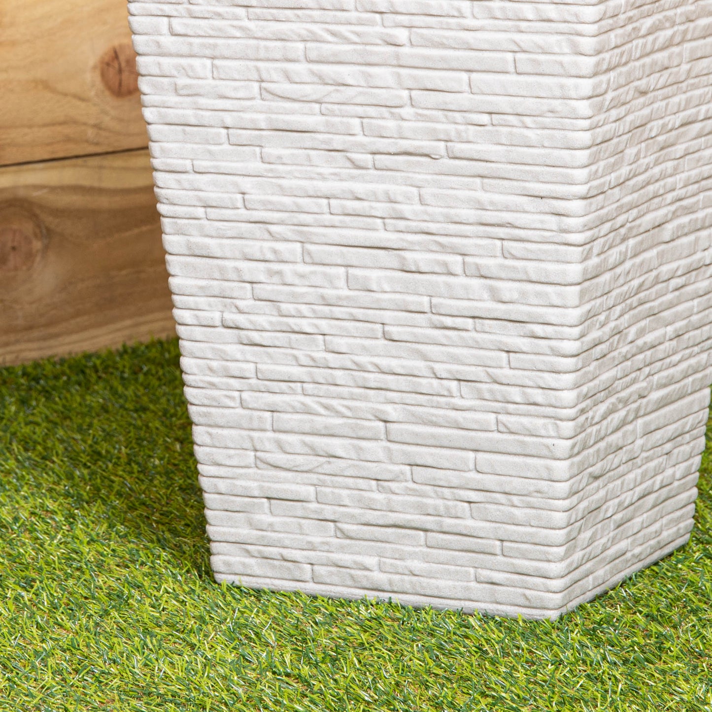 45cm Tall Plastic Slate Effect Garden Patio Planter in Stone