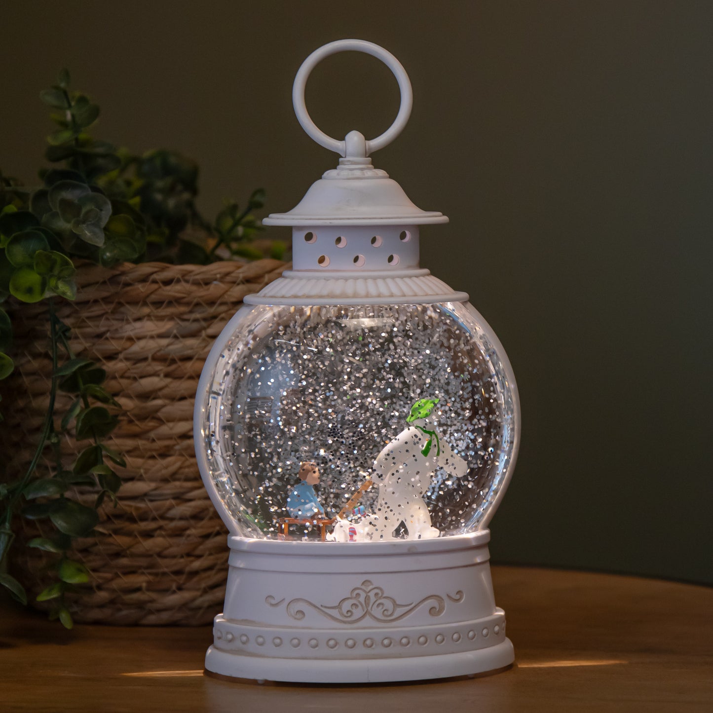 25cm Battery Operated Light up The Snowman and Snowdog Christmas Water Spinner with LEDs