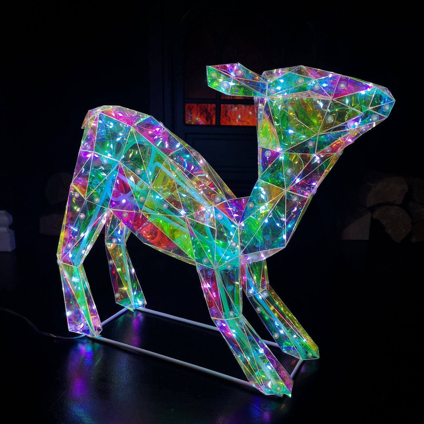 40cm Light up Standing Iridescent DreamLights Christmas Fawn with 100 White LEDs