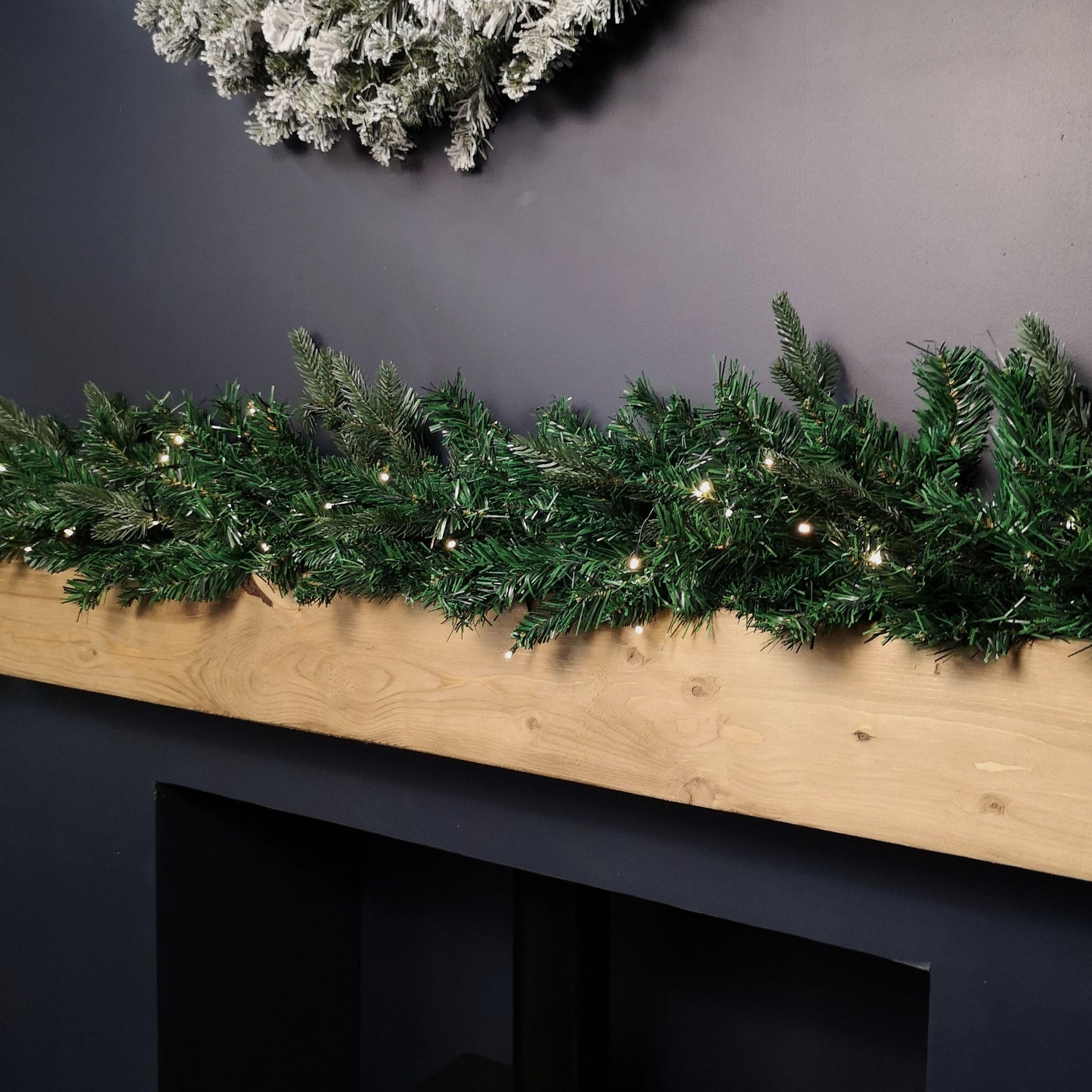 1.8m Plain Green Christmas Garland with 164 Tips and 50 Warm White LED Lights