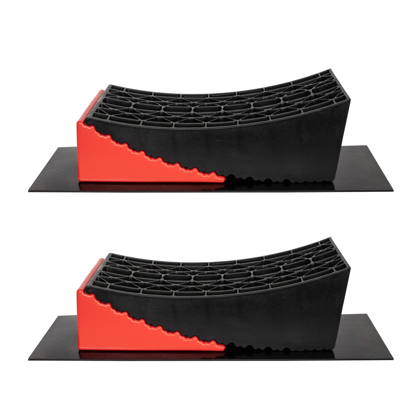 32cm x 6cm Set of 2 Red & Black Plastic Heavy Duty RV Campervan Leveller with Carry Case