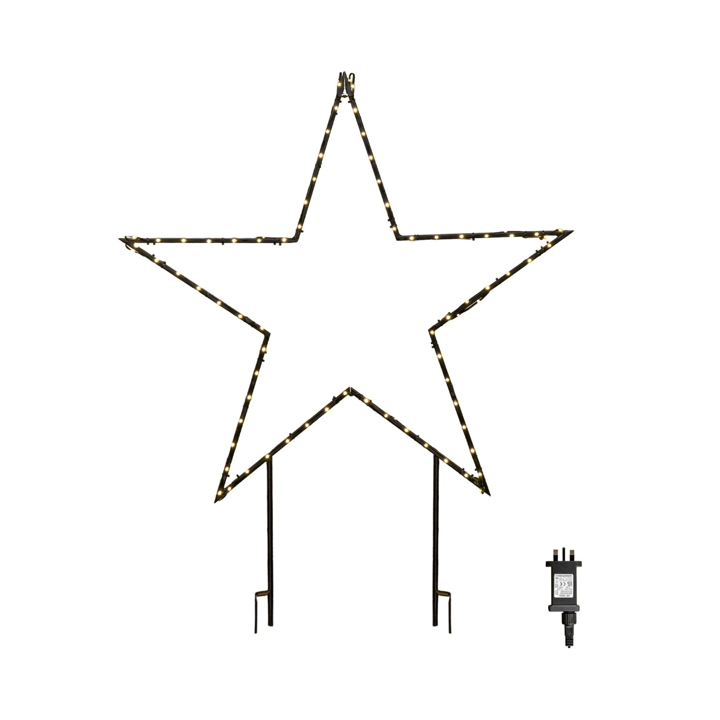 90cm Light up Dewdrop Metal Christmas Star with Garden Stake & Warm White LEDs