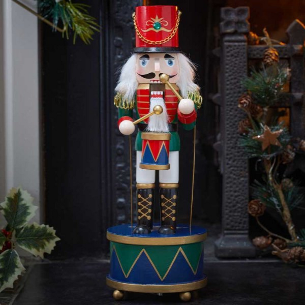 30cm Musical Christmas Drummer Wooden Nutcracker Decoration