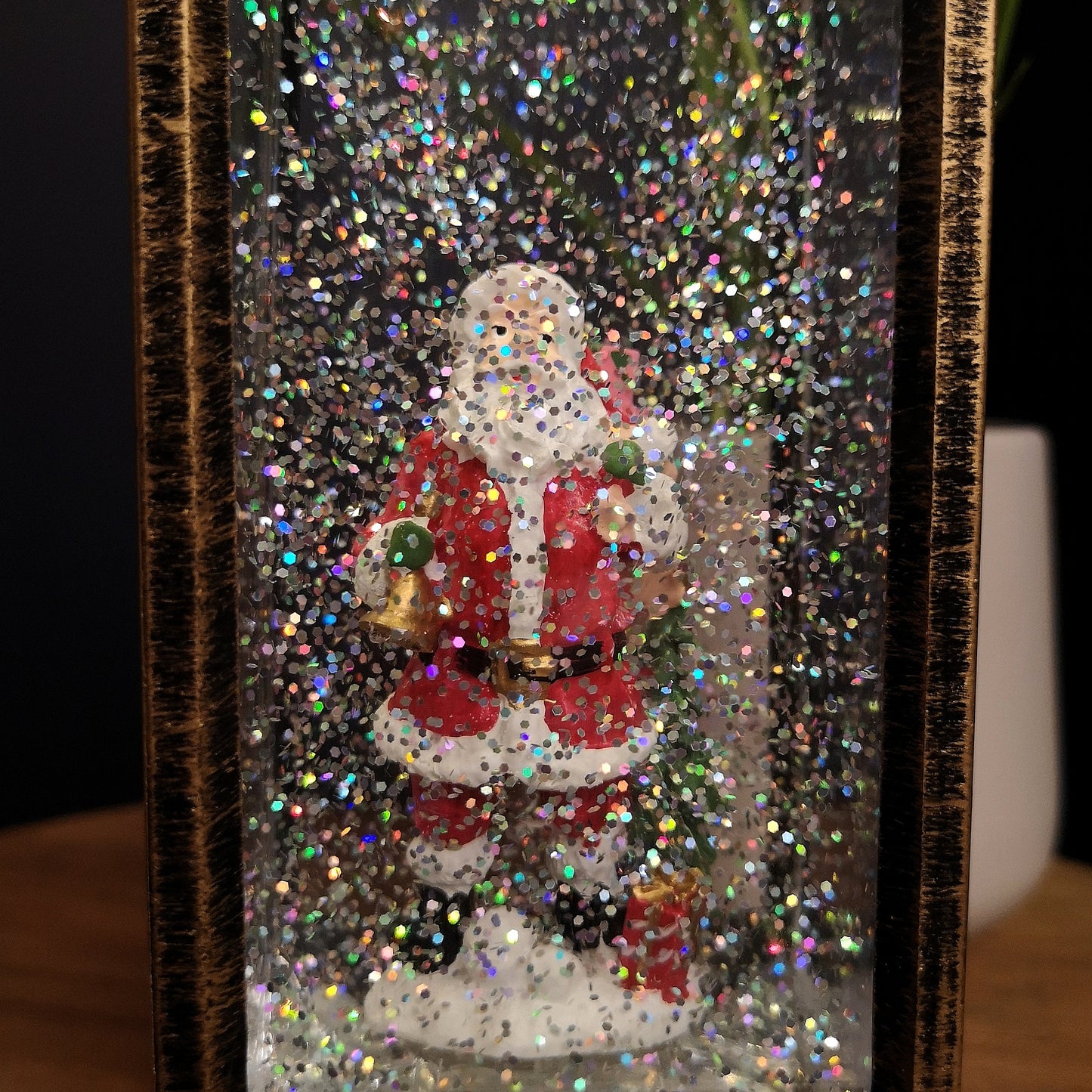 28cm Battery Operated Light up SnowSwirl Santa Christmas Lantern Decoration