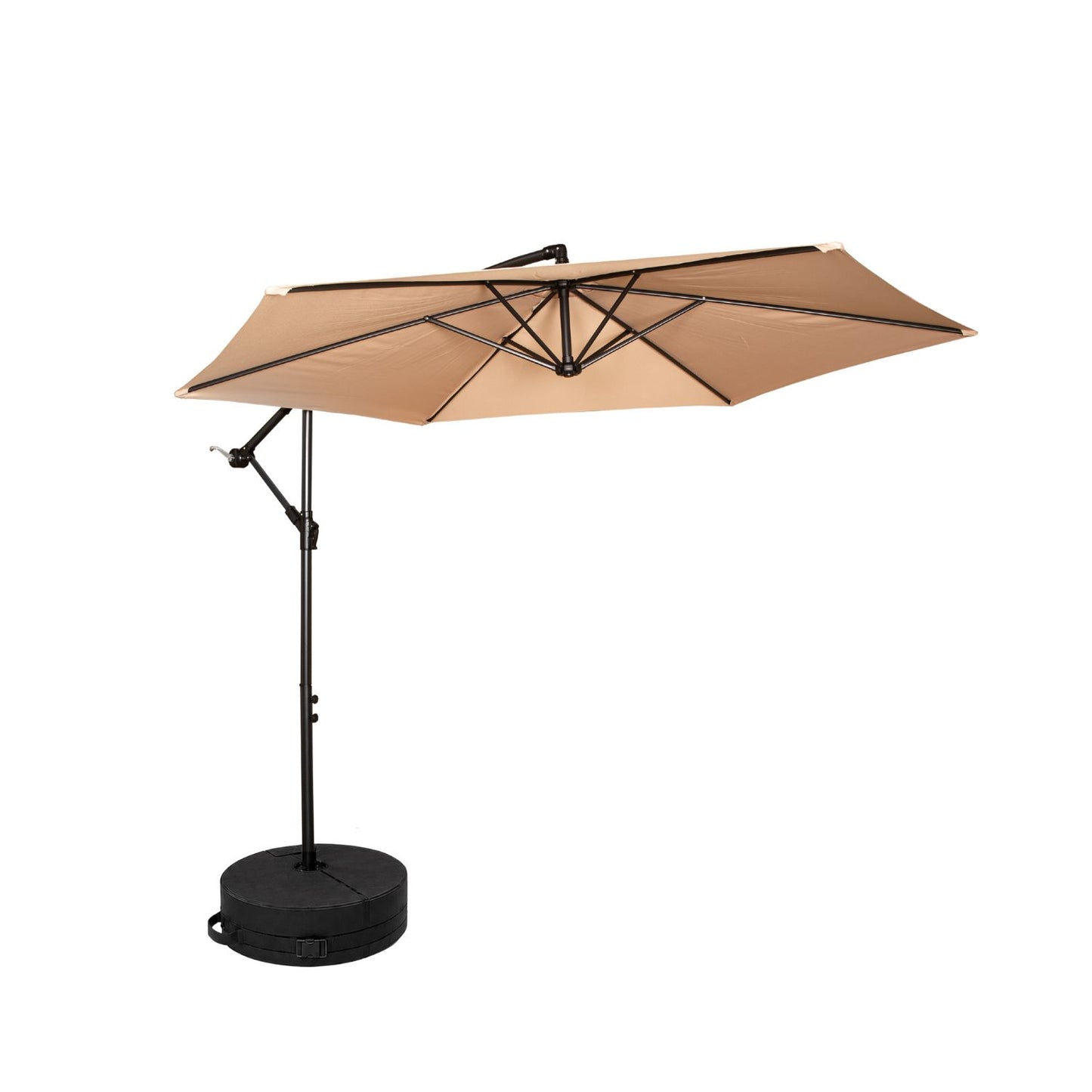 3m Cantilever Banana Garden Parasol with Crank Handle in Beige with Base Bag Included