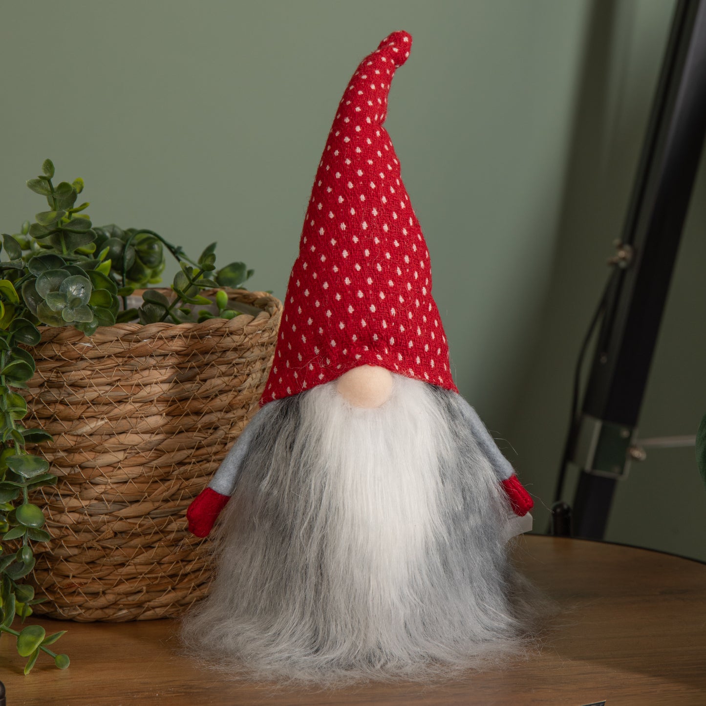 34cm Festive Gonk Cuddly Santa Indoor Christmas Plush Decoration in Spotty Hat