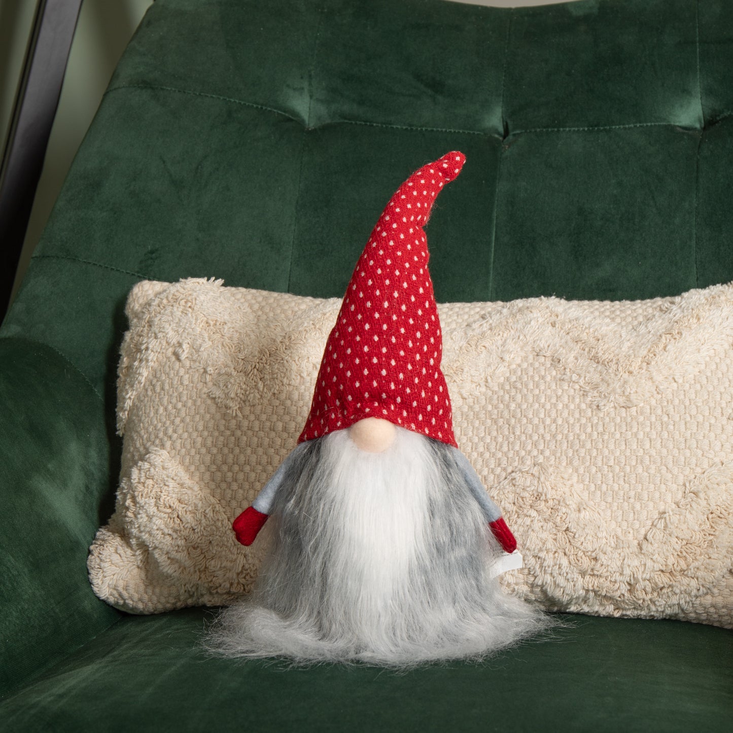 34cm Festive Gonk Cuddly Santa Indoor Christmas Plush Decoration in Spotty Hat