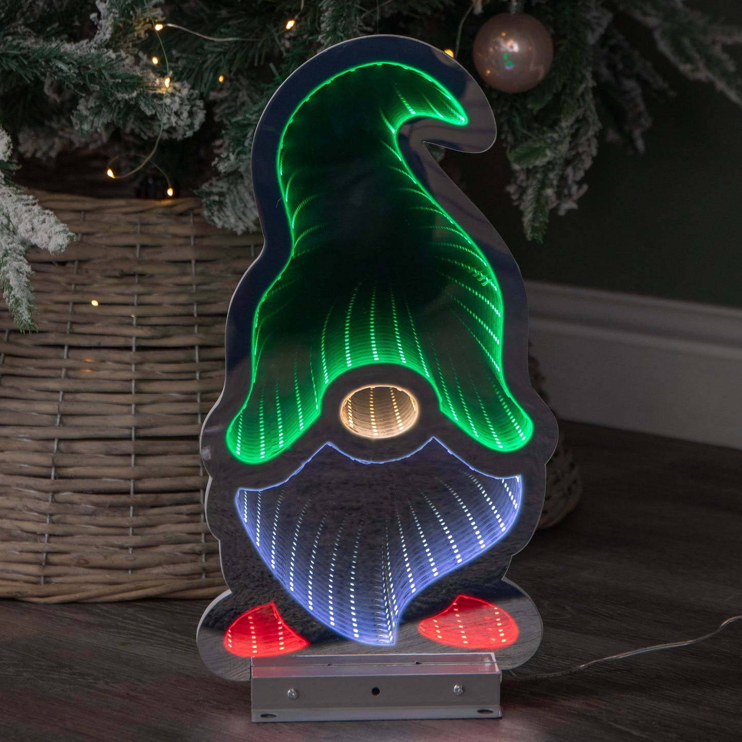 40cm Infinity Gonk with Hat on Metal Base with Green, White and Red LEDs