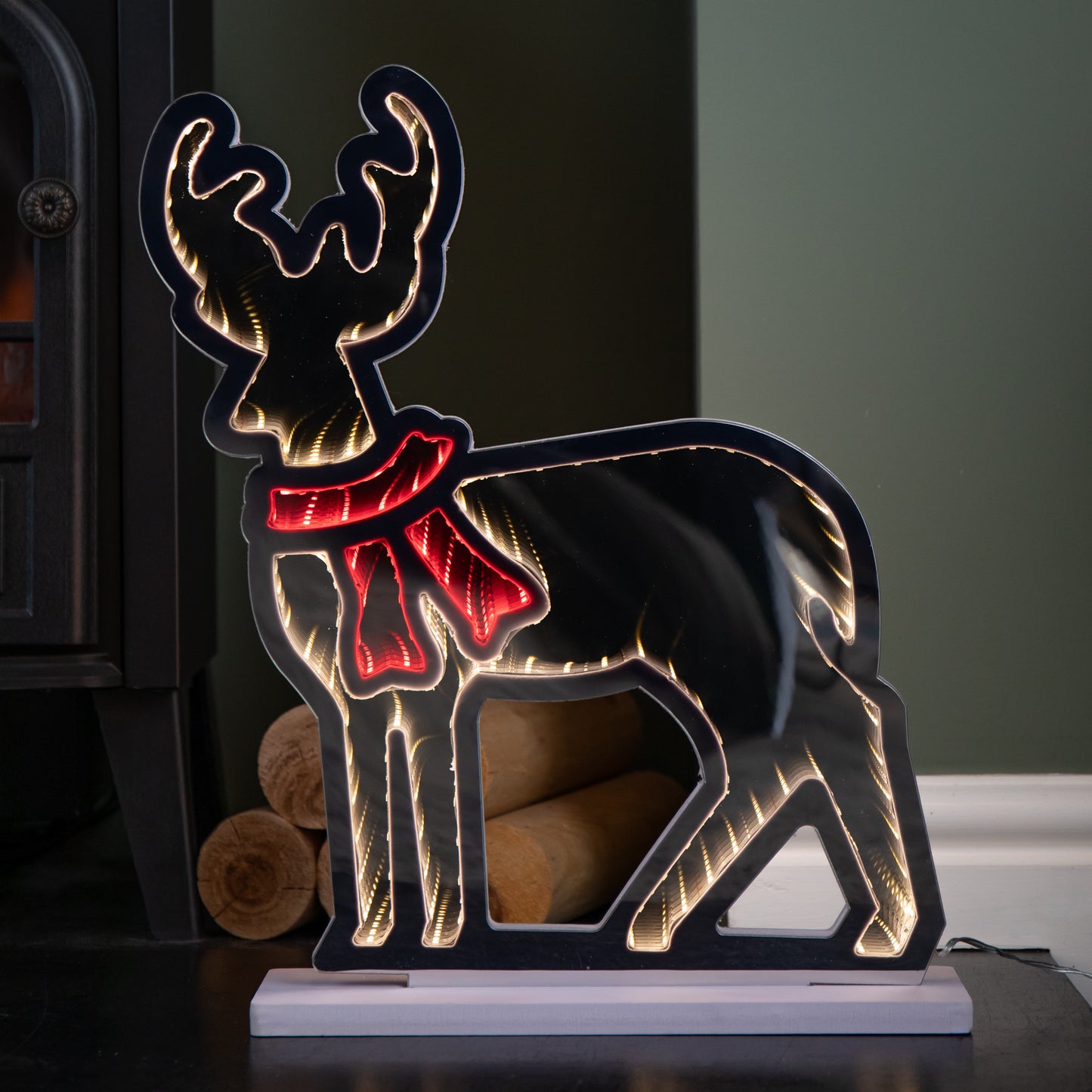 40cm Light up Reindeer Christmas Infinity Light with Red and Warm White LEDs