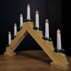 29cm Battery Operated 7 LED Wooden Candle Bridge Christmas Decoration
