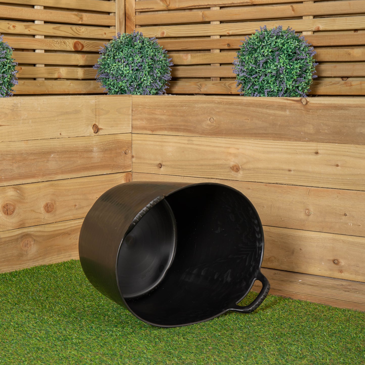 38 x 45cm Large Black Plastic Tub Bucket with 42 Litre Capacity & Carry Handles