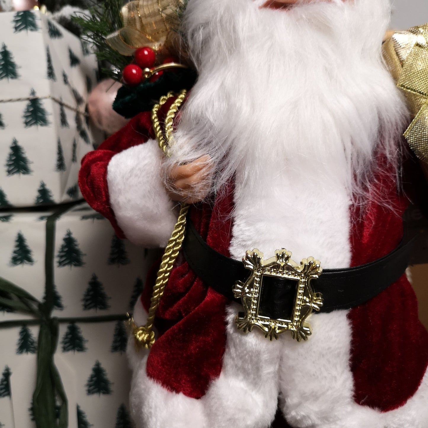 40cm Red Standing Santa with Gift Sack Christmas Indoor Decoration