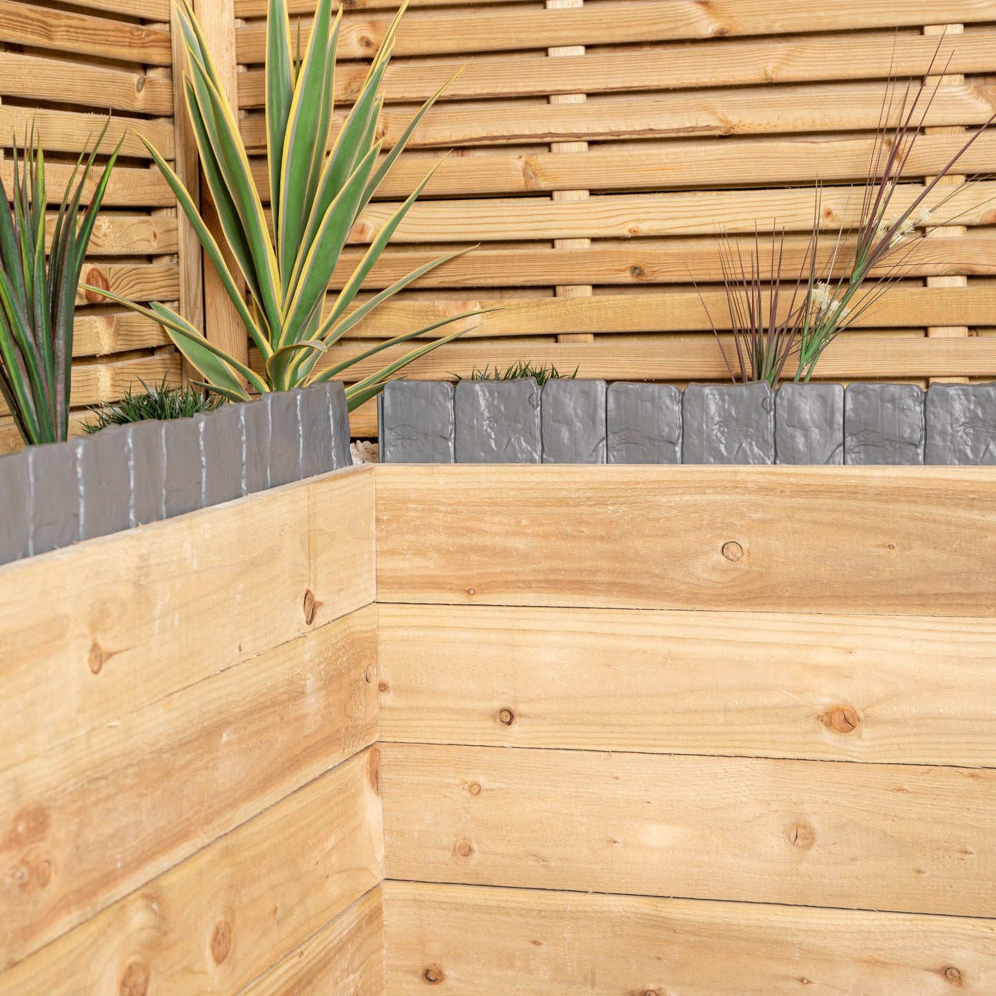 23cm 10 Piece Grey Cobble Stone Effect Garden Edging Boarder