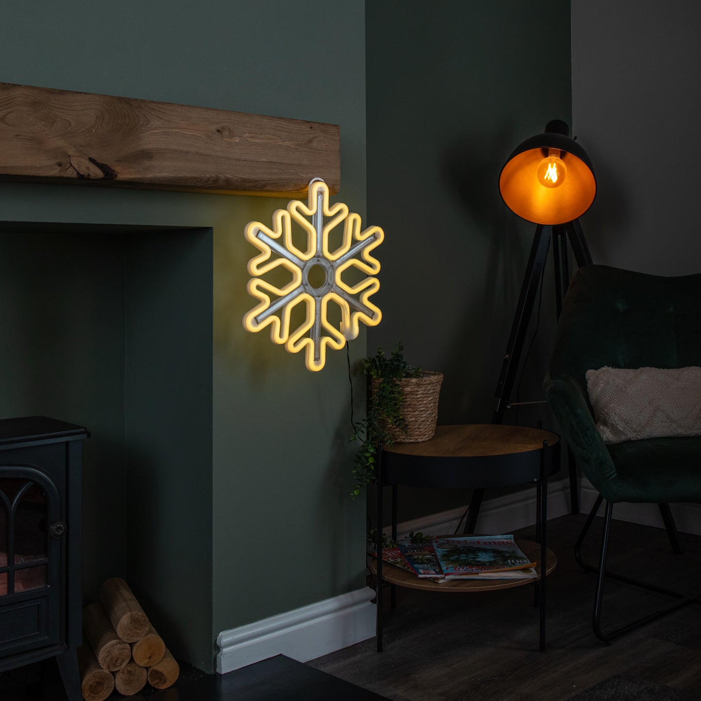 40cm Light up Neon Flex Christmas Snowflake with Shooting Star Effect and LEDs