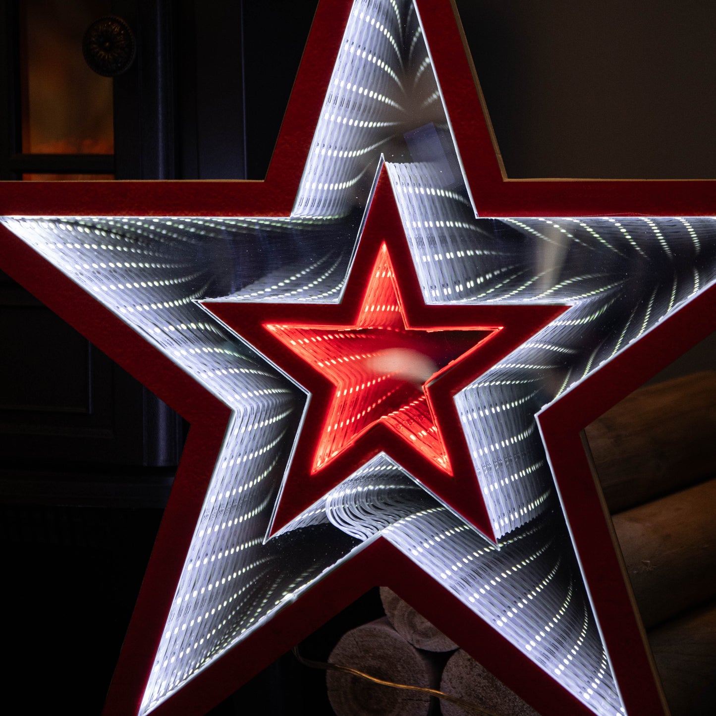 47cm Light up Star Infinity Christmas Decoration with Red and White LEDs
