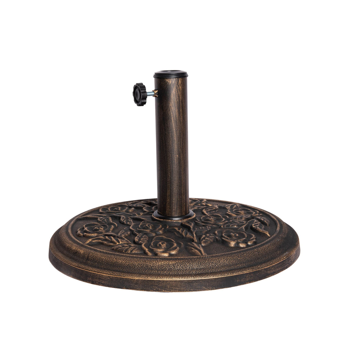 9kg 45cm Bronze Cast Iron Effect Garden Patio Parasol Base with Rose Design