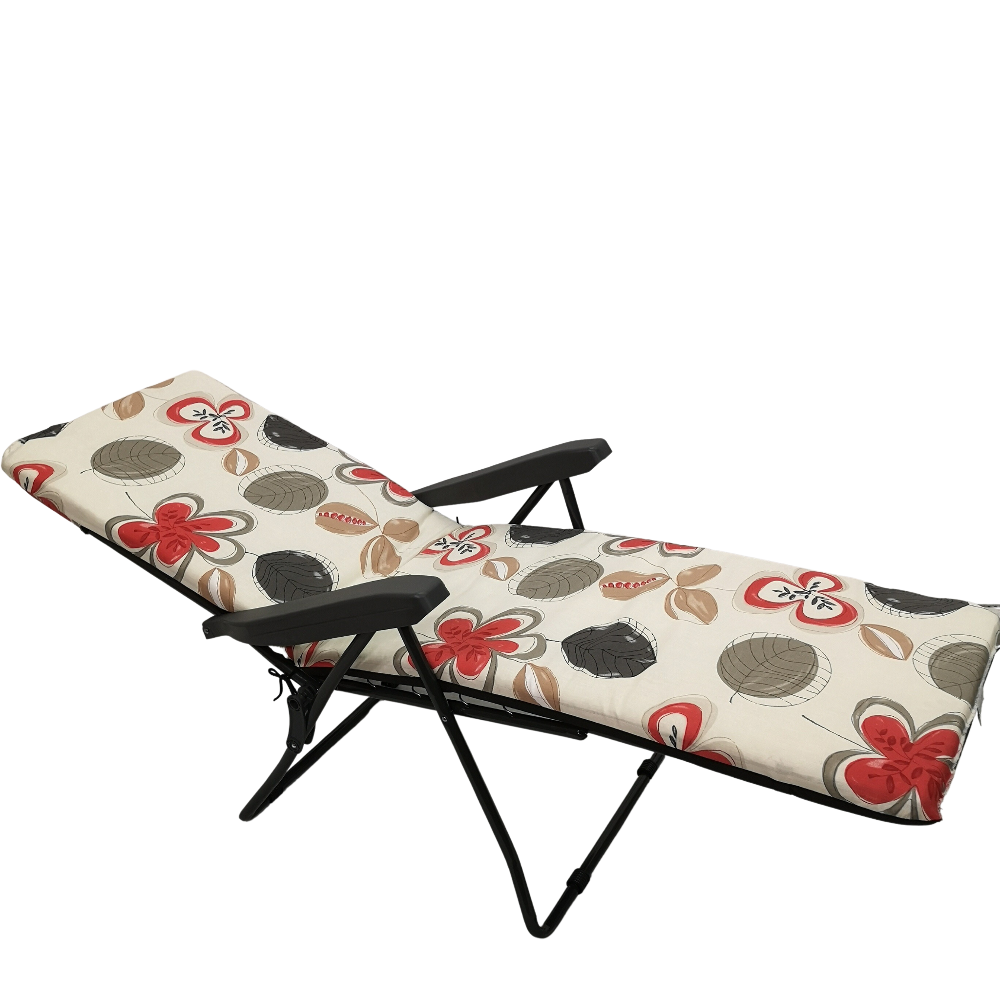 Padded Outdoor Garden Patio Recliner / Sun Lounger with Flowers