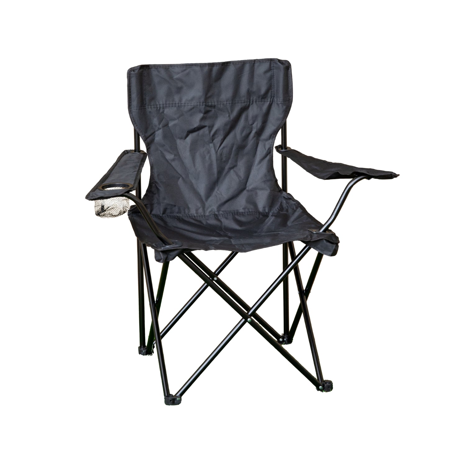 Outdoor Black Lightweight Foldable Canvas Chair with Cup Holder and Carry Case